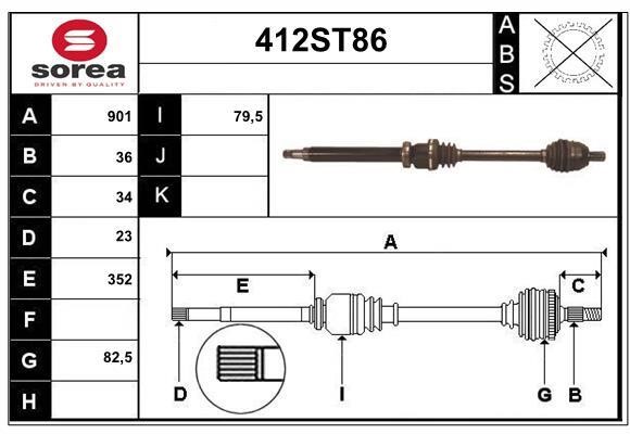 StartCar 412ST86 Drive shaft 412ST86