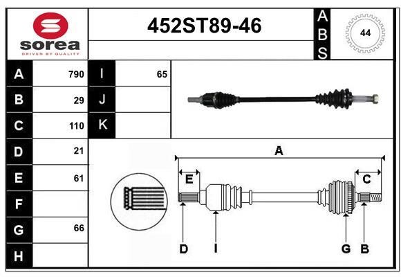 StartCar 452ST89-46 Drive shaft 452ST8946