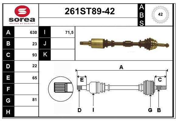 StartCar 261ST89-42 Drive shaft 261ST8942