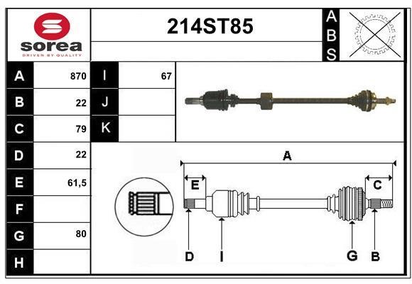 StartCar 214ST85 Drive shaft 214ST85