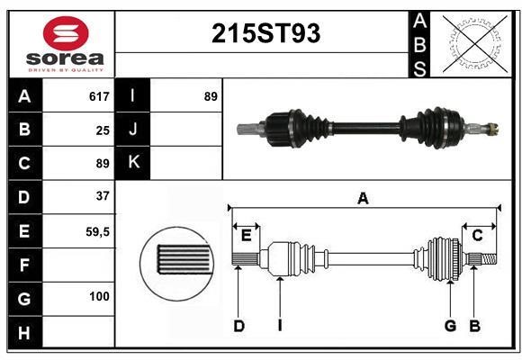 StartCar 215ST93 Drive shaft 215ST93