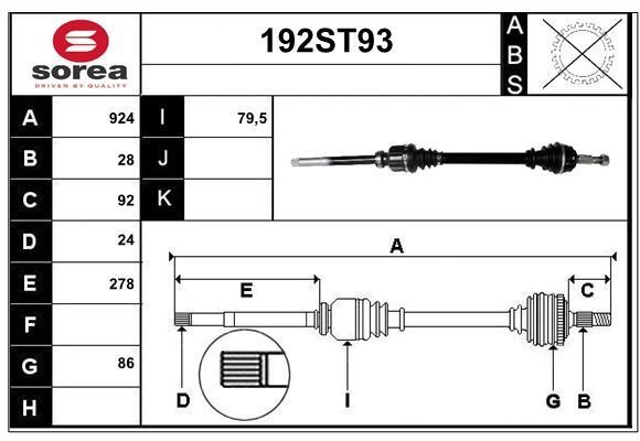 StartCar 192ST93 Drive shaft 192ST93