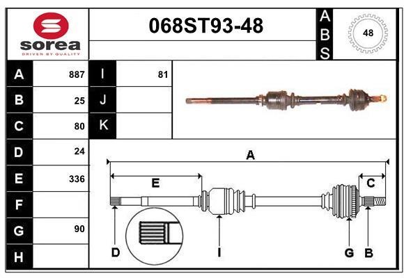 StartCar 068ST93-48 Drive shaft 068ST9348