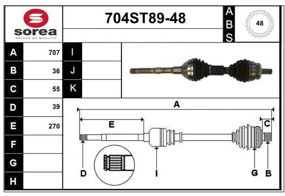 StartCar 704ST89-48 Drive shaft 704ST8948