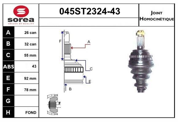 StartCar 045ST2324-43 Joint kit, drive shaft 045ST232443