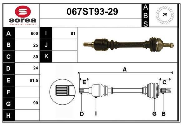 StartCar 067ST93-29 Drive shaft 067ST9329