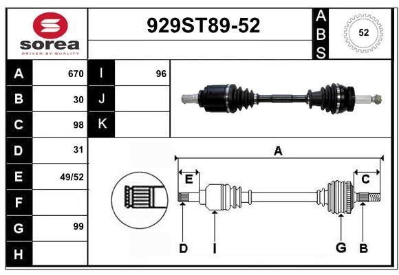 StartCar 929ST89-52 Drive shaft 929ST8952