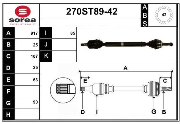 StartCar 270ST89-42 Drive shaft 270ST8942