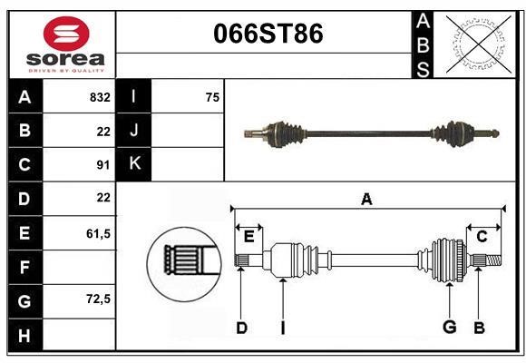 StartCar 066ST86 Drive shaft 066ST86