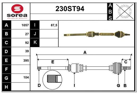 StartCar 230ST94 Drive shaft 230ST94