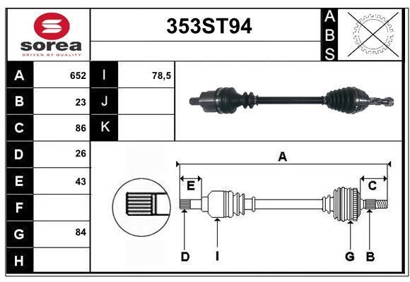 StartCar 353ST94 Drive shaft 353ST94