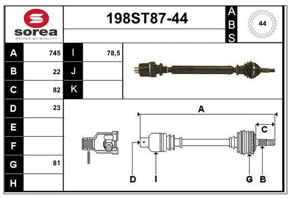 StartCar 198ST87-44 Drive shaft 198ST8744