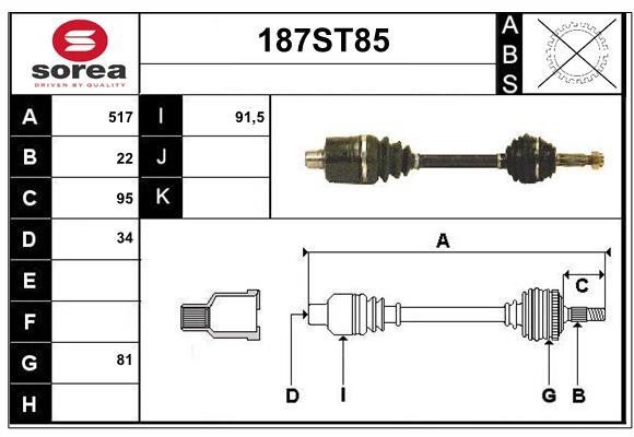 StartCar 187ST85 Drive shaft 187ST85