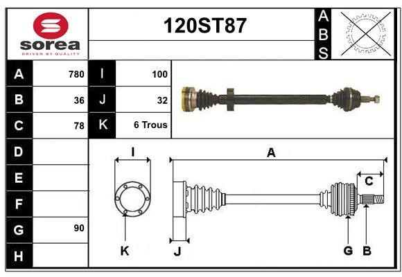 StartCar 120ST87 Drive shaft 120ST87