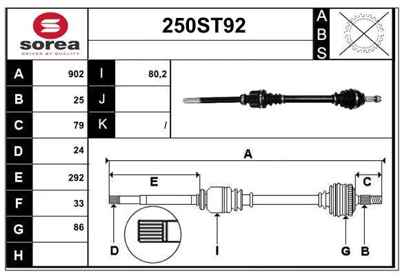 StartCar 250ST92 Drive shaft 250ST92