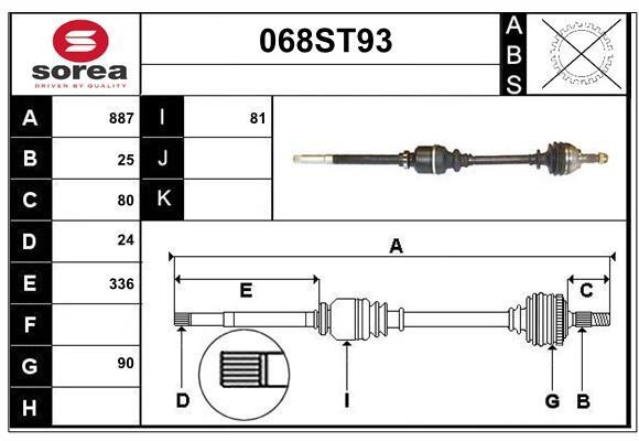 StartCar 068ST93 Drive shaft 068ST93