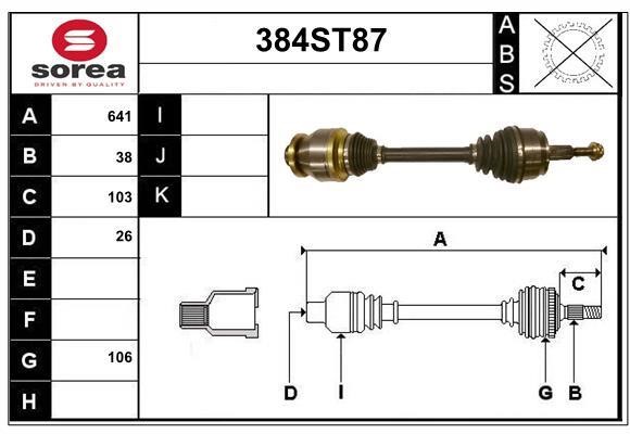 StartCar 384ST87 Drive shaft 384ST87