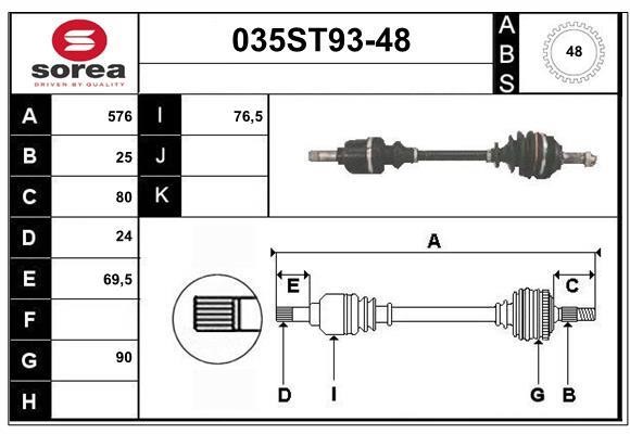 StartCar 035ST93-48 Drive shaft 035ST9348