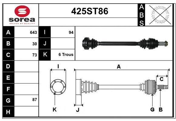 StartCar 425ST86 Drive shaft 425ST86