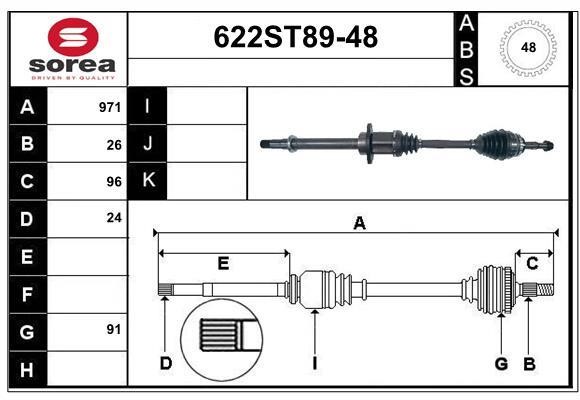 StartCar 622ST89-48 Drive shaft 622ST8948