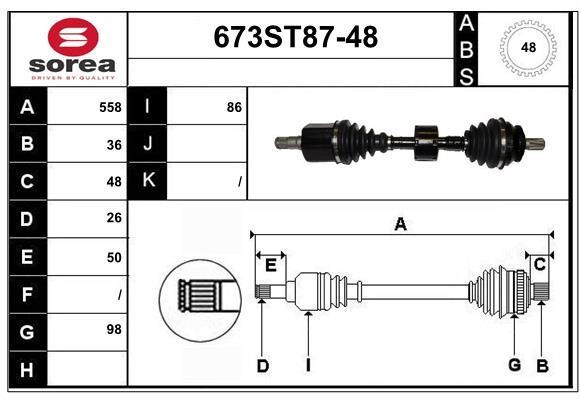 StartCar 673ST87-48 Drive shaft 673ST8748