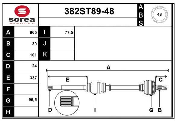 StartCar 382ST89-48 Drive shaft 382ST8948