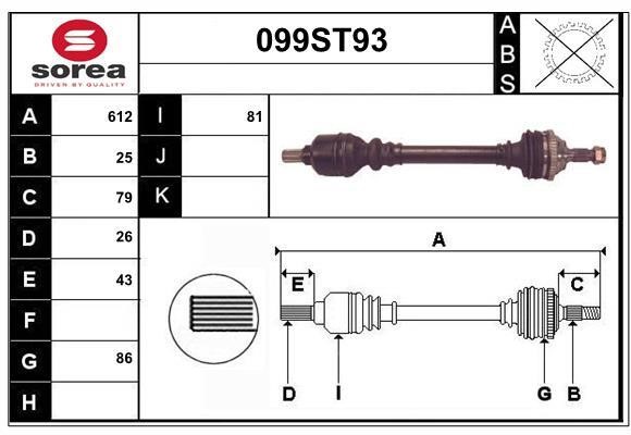 StartCar 099ST93 Drive shaft 099ST93