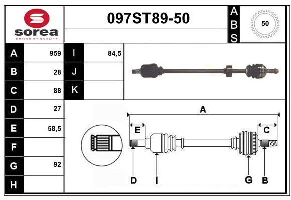 StartCar 097ST89-50 Drive shaft 097ST8950