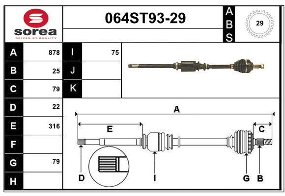 StartCar 064ST93-29 Drive shaft 064ST9329