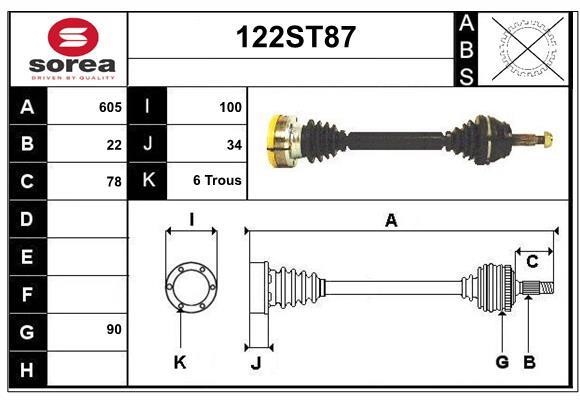 StartCar 122ST87 Drive shaft 122ST87