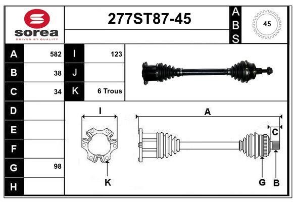 StartCar 277ST87-45 Drive shaft 277ST8745