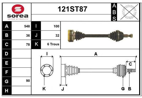 StartCar 121ST87 Drive shaft 121ST87