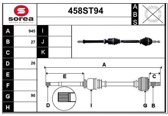 StartCar 458ST94 Drive shaft 458ST94