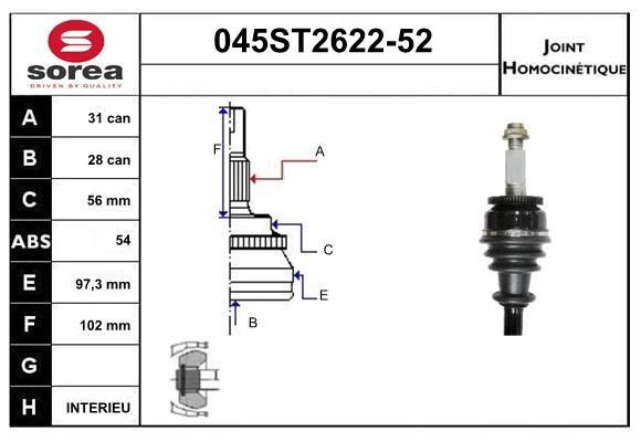 StartCar 045ST2622-52 Joint kit, drive shaft 045ST262252