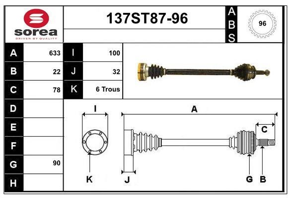 StartCar 137ST87-96 Drive shaft 137ST8796