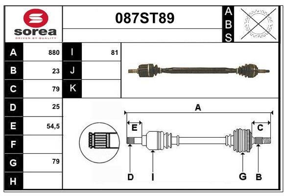 StartCar 087ST89 Drive shaft 087ST89