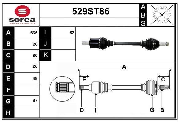 StartCar 529ST86 Drive shaft 529ST86