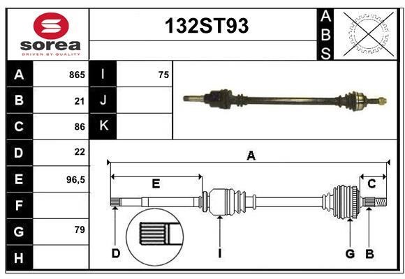 StartCar 132ST93 Drive shaft 132ST93