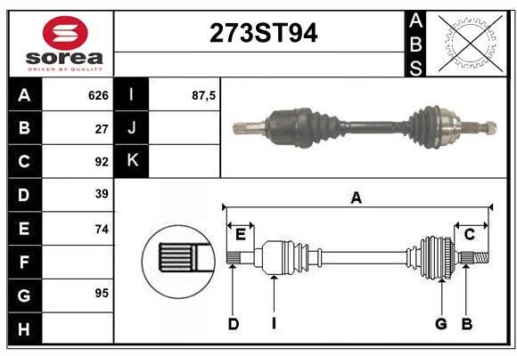 StartCar 273ST94 Drive shaft 273ST94