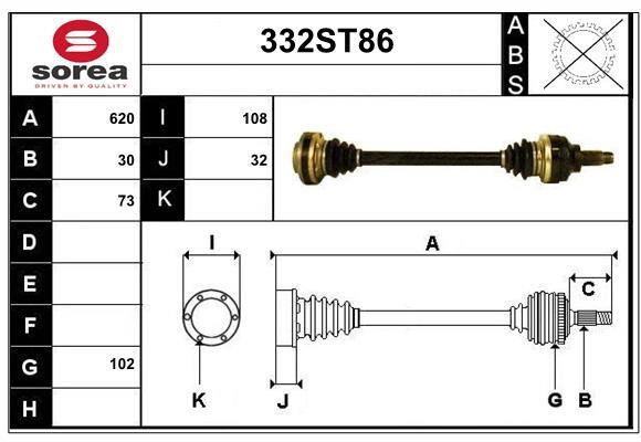 StartCar 332ST86 Drive shaft 332ST86