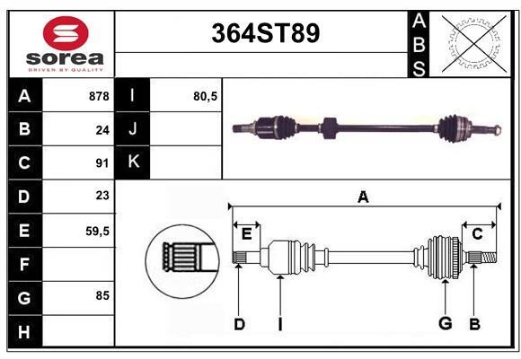 StartCar 364ST89 Drive shaft 364ST89