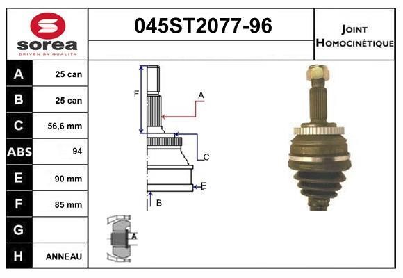 StartCar 045ST2077-96 Joint kit, drive shaft 045ST207796