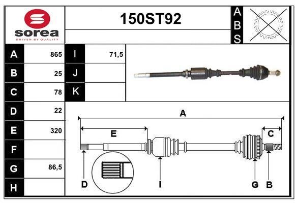 StartCar 150ST92 Drive shaft 150ST92