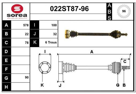 StartCar 022ST87-96 Drive shaft 022ST8796