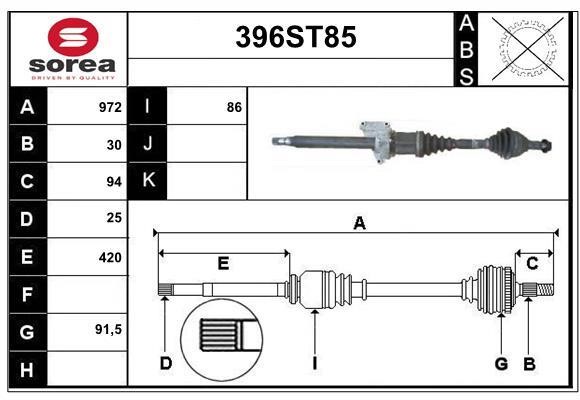 StartCar 396ST85 Drive shaft 396ST85