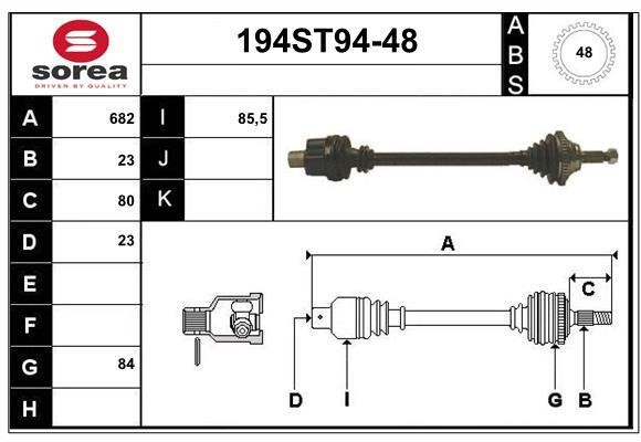 StartCar 194ST94-48 Drive shaft 194ST9448