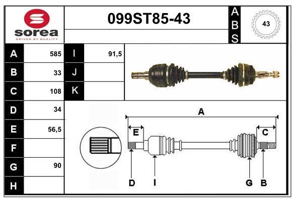 StartCar 099ST85-43 Drive shaft 099ST8543