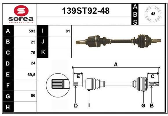 StartCar 139ST92-48 Drive shaft 139ST9248