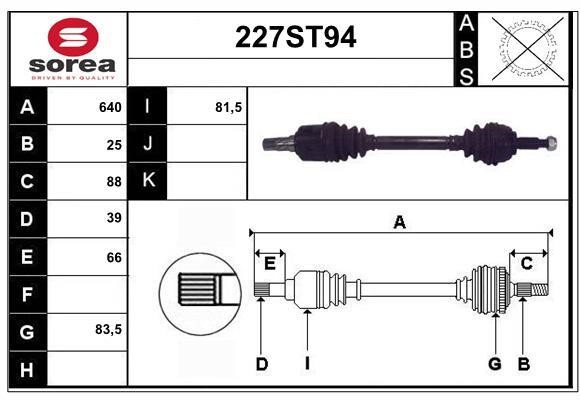 StartCar 227ST94 Drive shaft 227ST94