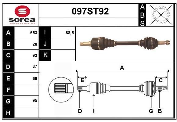 StartCar 097ST92 Drive shaft 097ST92